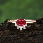 1 Carat Oval Cut Ruby Anniversary Ring Puppy Paw Unique Ring